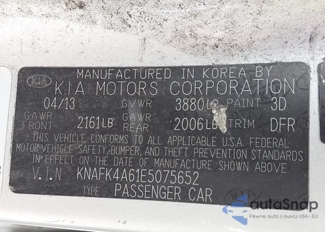 2014 Kia Forte Lx из США, поврежденный, VIN KNAFK4A61E5075652